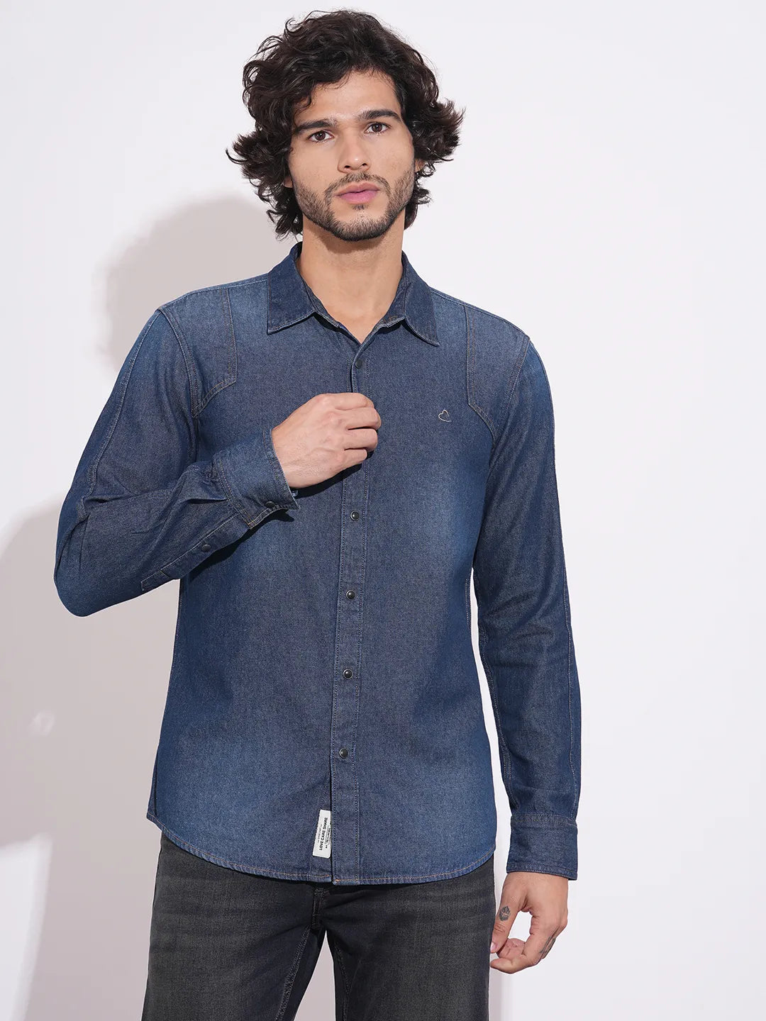 Light Blue Moderno Fit Regular Collar Men's Shirt by Being Human Clothing