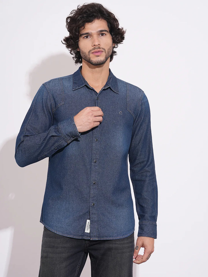 Light Blue Moderno Fit Regular Collar Men's Shirt by Being Human Clothing
