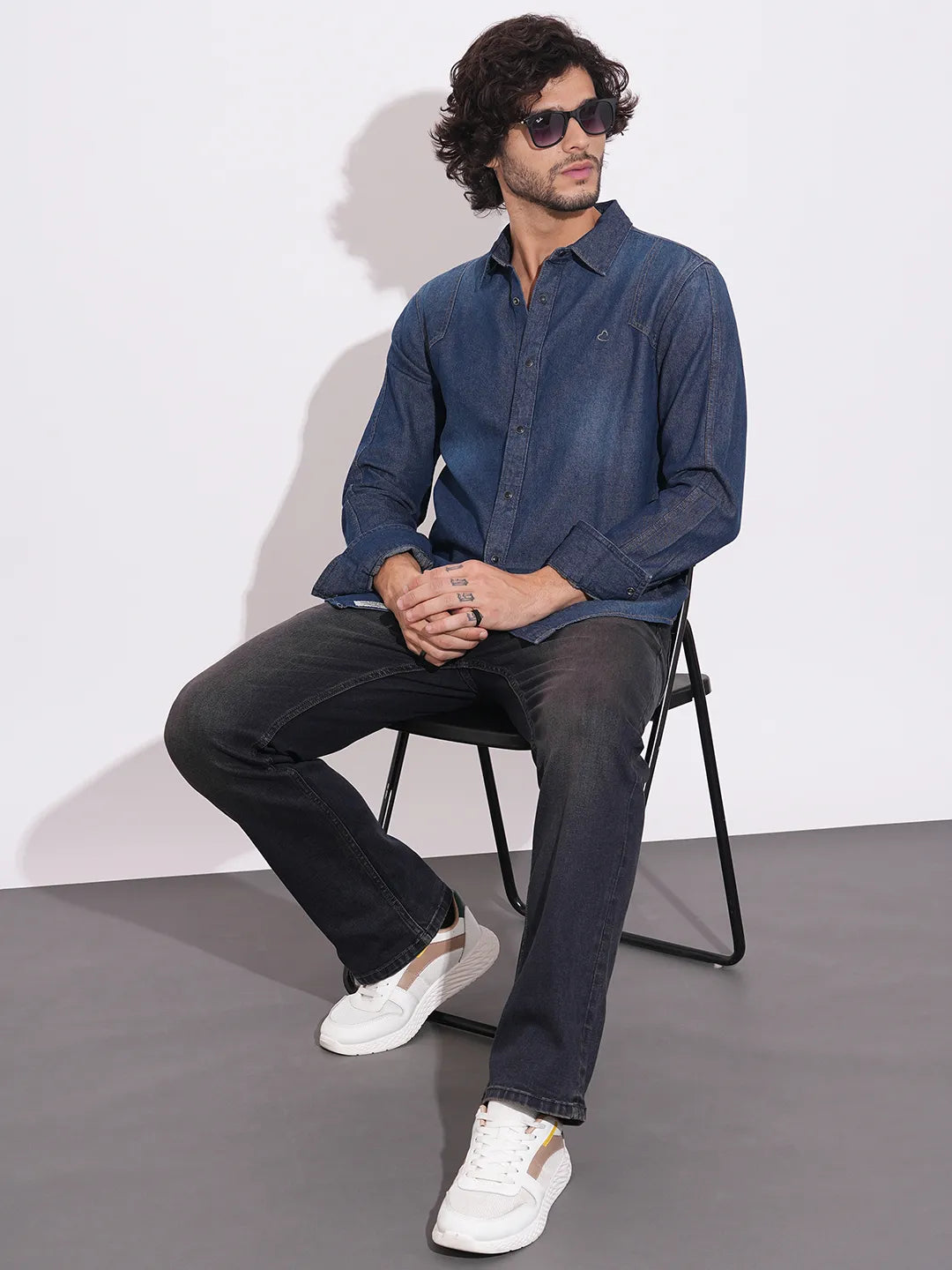 Light Blue Moderno Fit Regular Collar Men's Shirt by Being Human Clothing