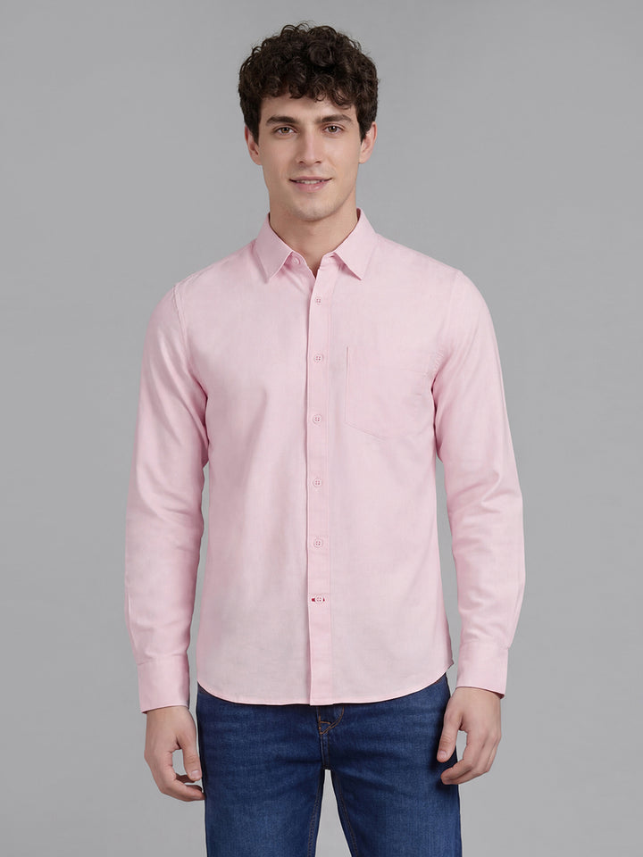 Pink Regular Fit Full Sleeve Pure Cotton Men's Shirt by Being Human Clothing