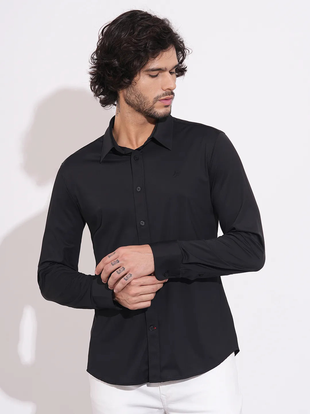 Men's Black Spread Collar Shirt by Being Human Clothing