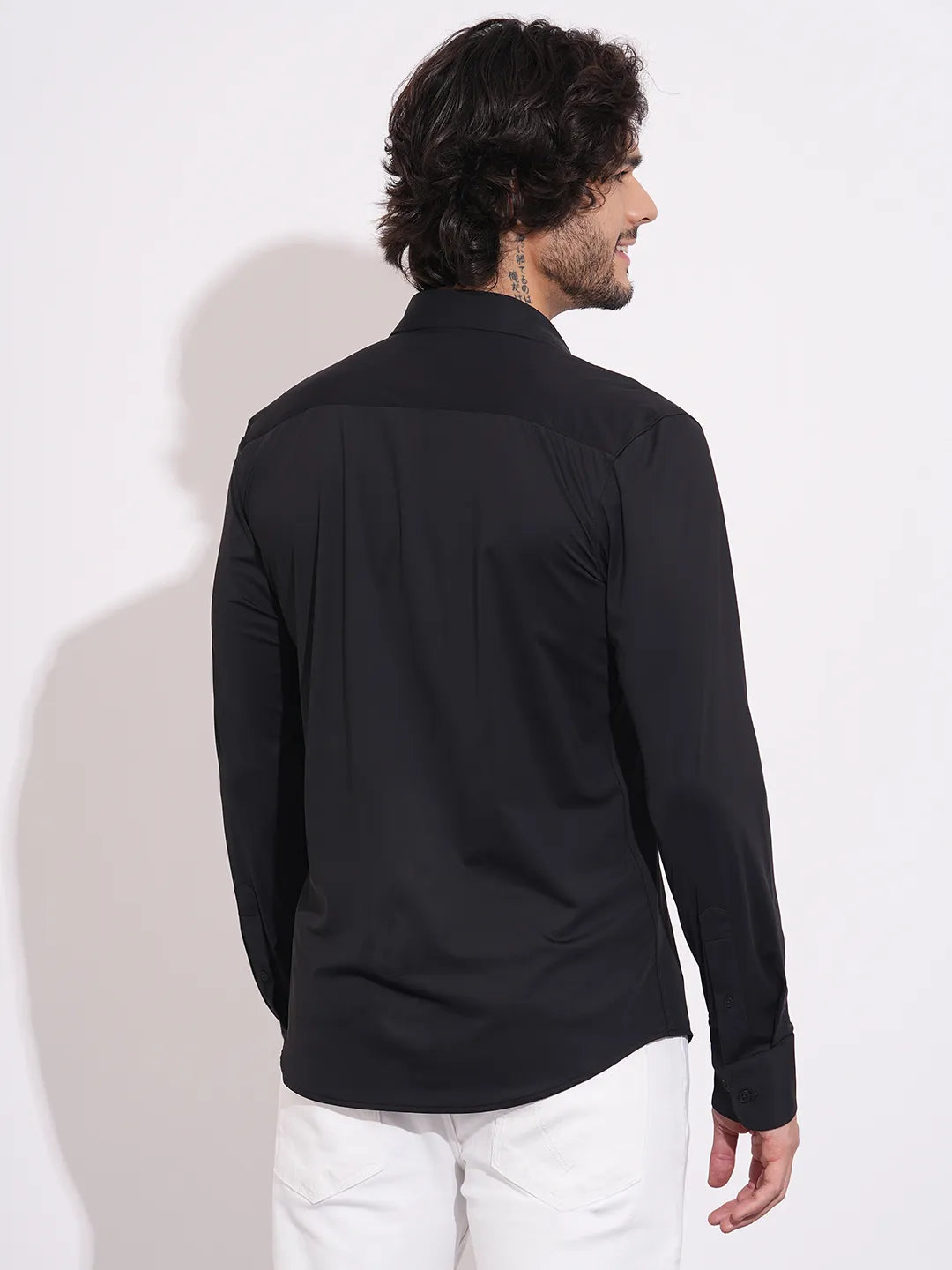 Men's Black Spread Collar Shirt by Being Human Clothing