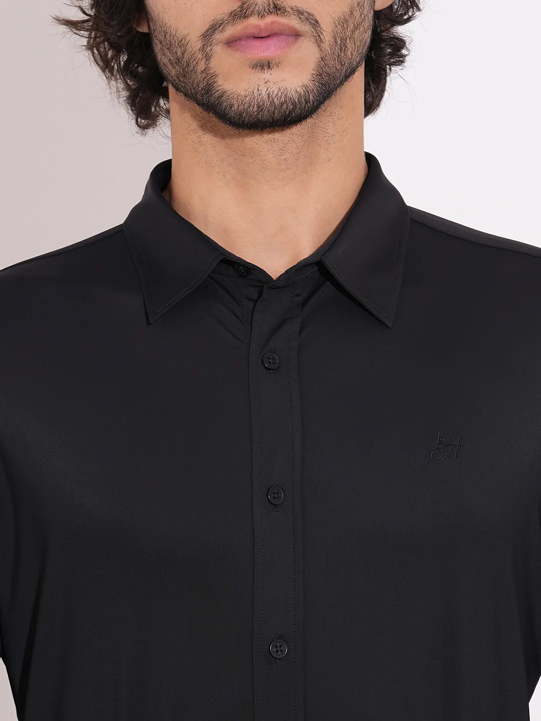 Men's Black Spread Collar Shirt by Being Human Clothing