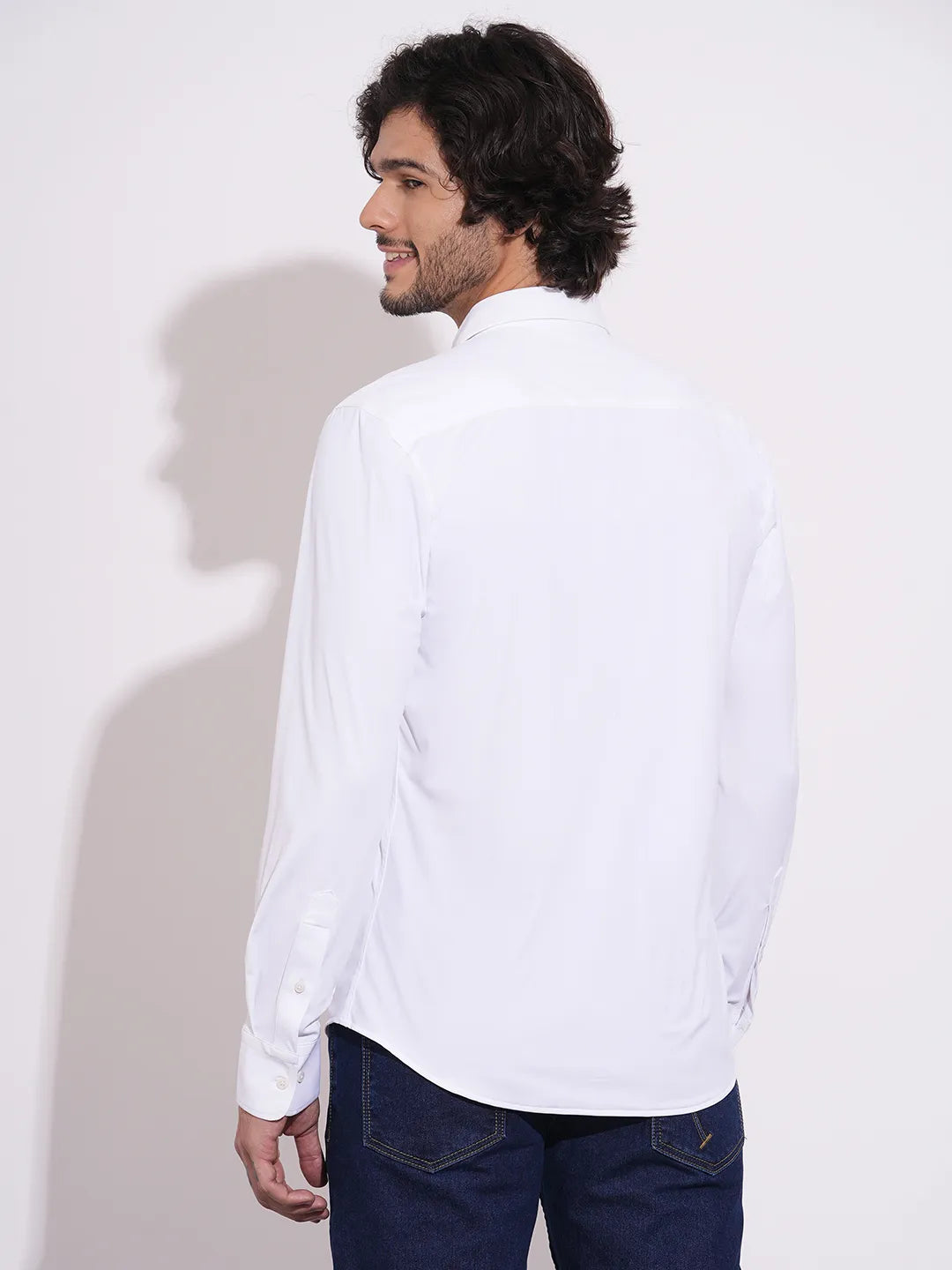 Being Human Men's White Spread Collar Shirt