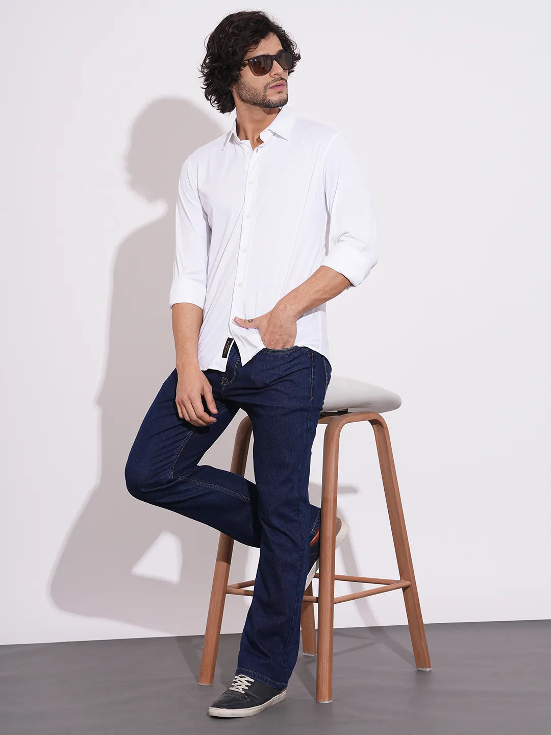 Being Human Men's White Spread Collar Shirt