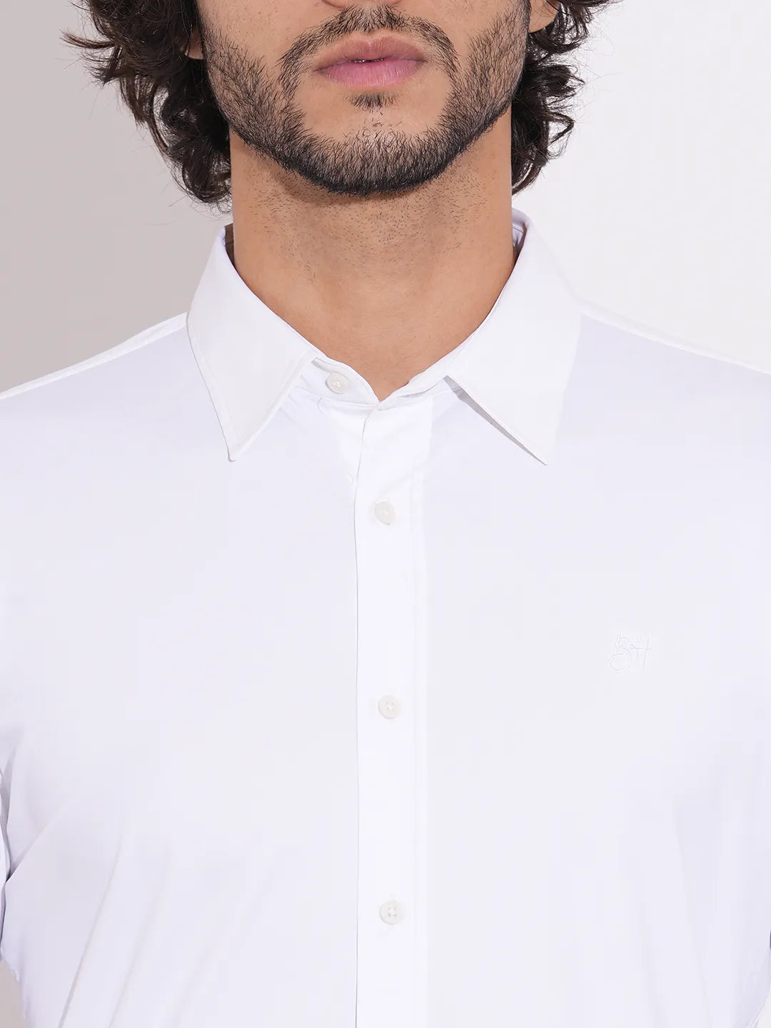 Being Human Men's White Spread Collar Shirt