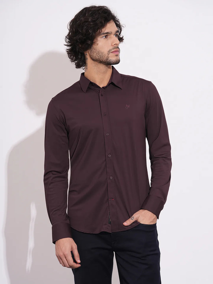 Wine Regular Fit Regular Collar Men's Shirt by Being Human Clothing