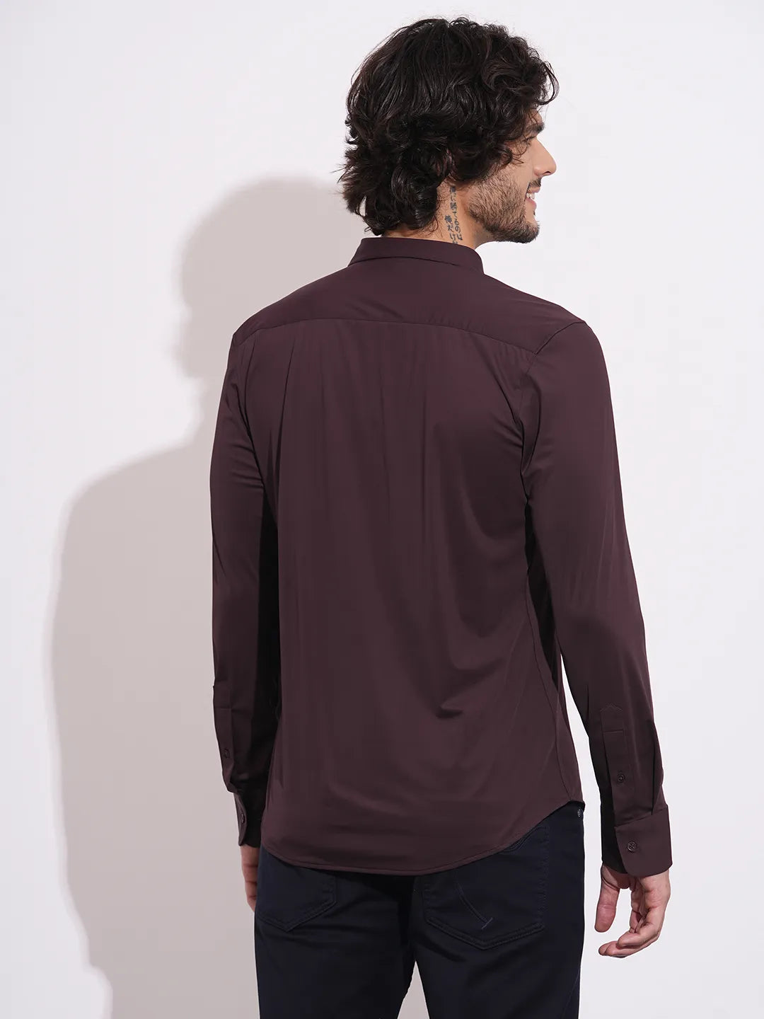 Being Human Men's Wine Spread Collar Shirt