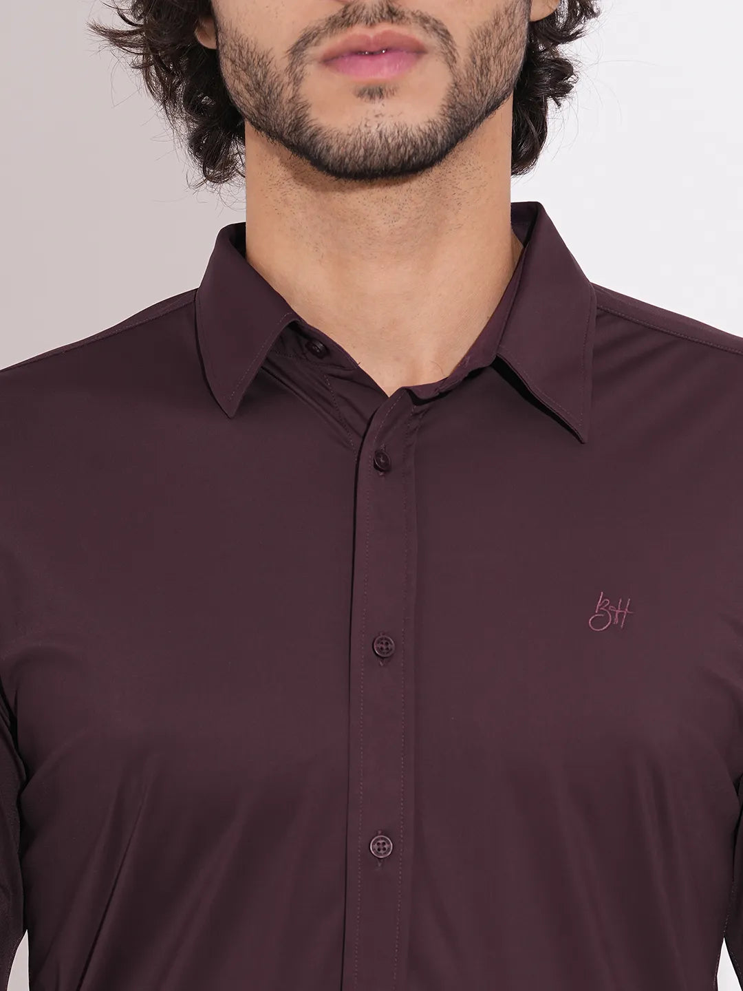 Being Human Men's Wine Spread Collar Shirt