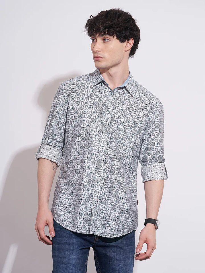 Grey Moderno Fit Regular Collar Men's Shirt by Being Human Clothing