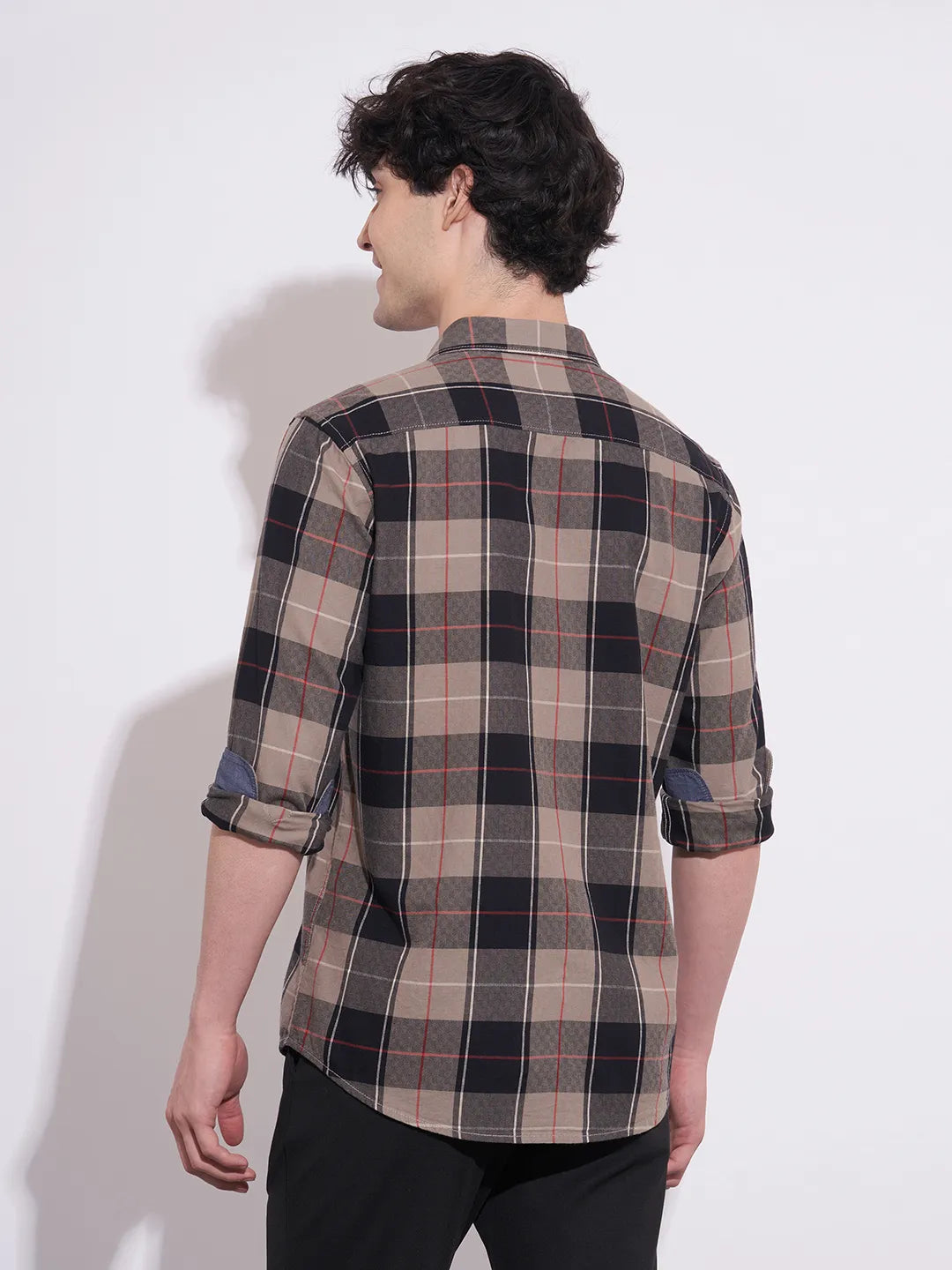 Men's Checked Khaki Shirt by Being Human Clothing