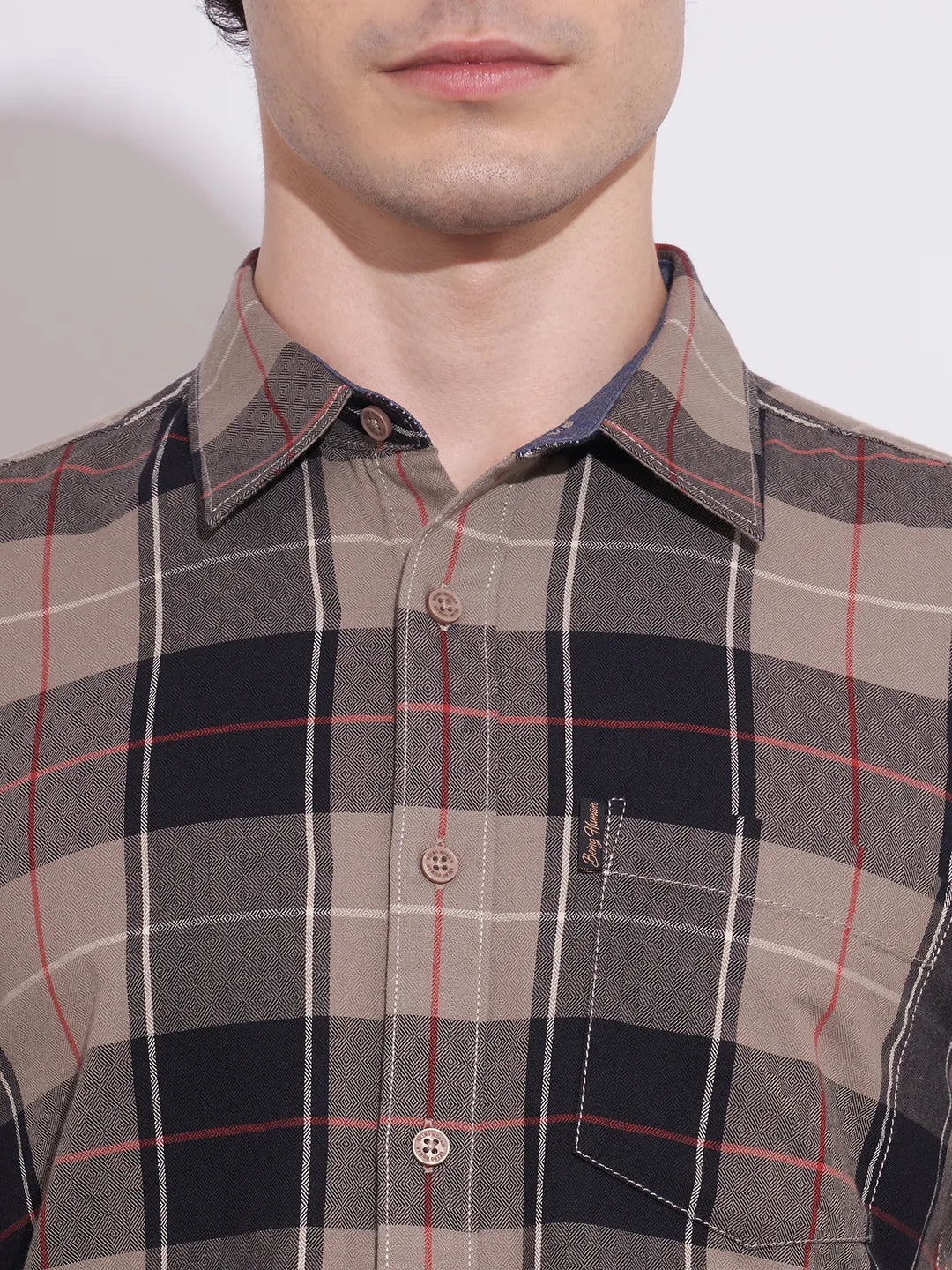 Men's Checked Khaki Shirt by Being Human Clothing