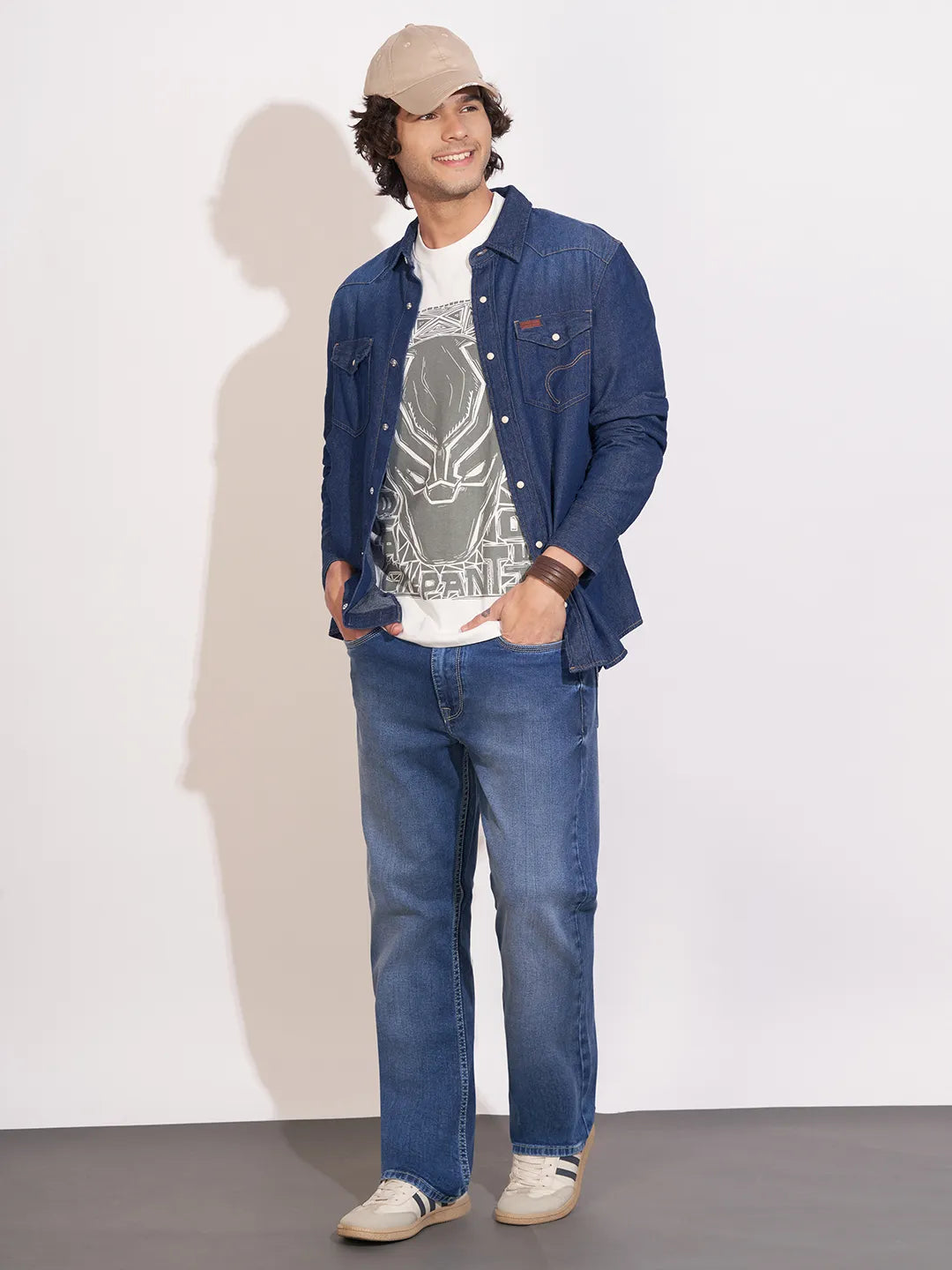 Dark Blue Moderno Fit Regular Collar Men's Shirt by Being Human Clothing