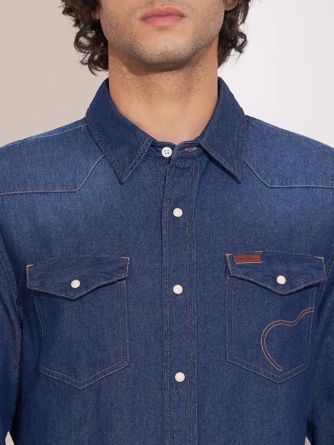 Dark Blue Moderno Fit Regular Collar Men's Shirt by Being Human Clothing