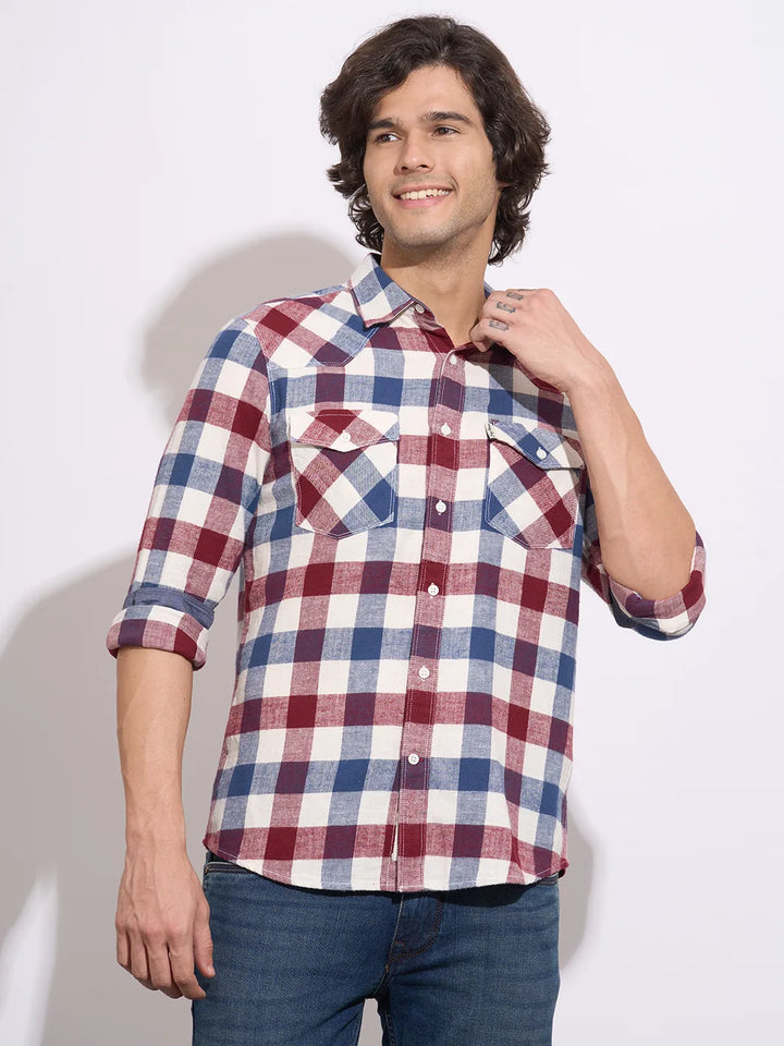 Brown Moderno Fit Regular Collar Long Sleeves Cotton Men's Shirt by Being Human Clothing