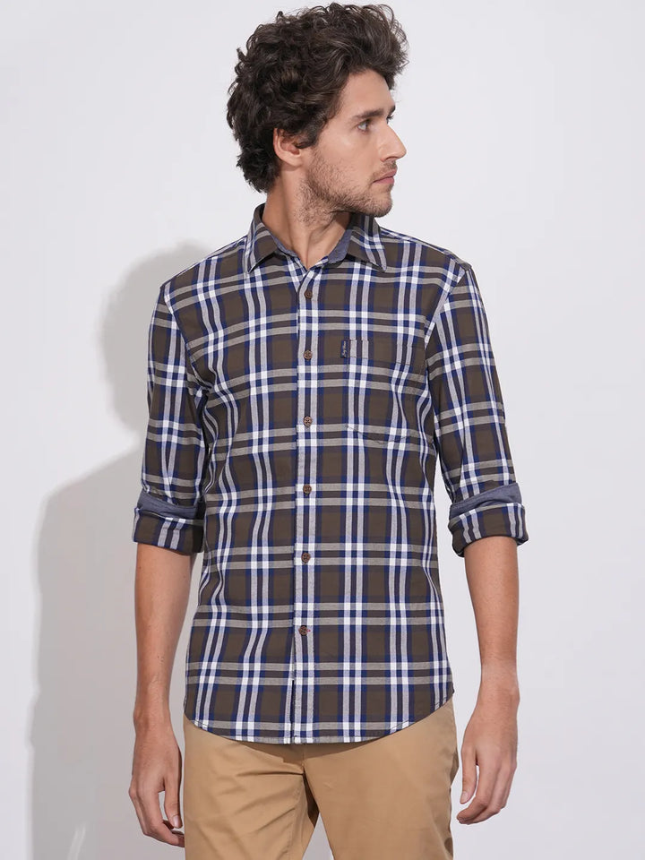 Brown Moderno Fit Regular Collar Men's Shacket by Being Human Clothing