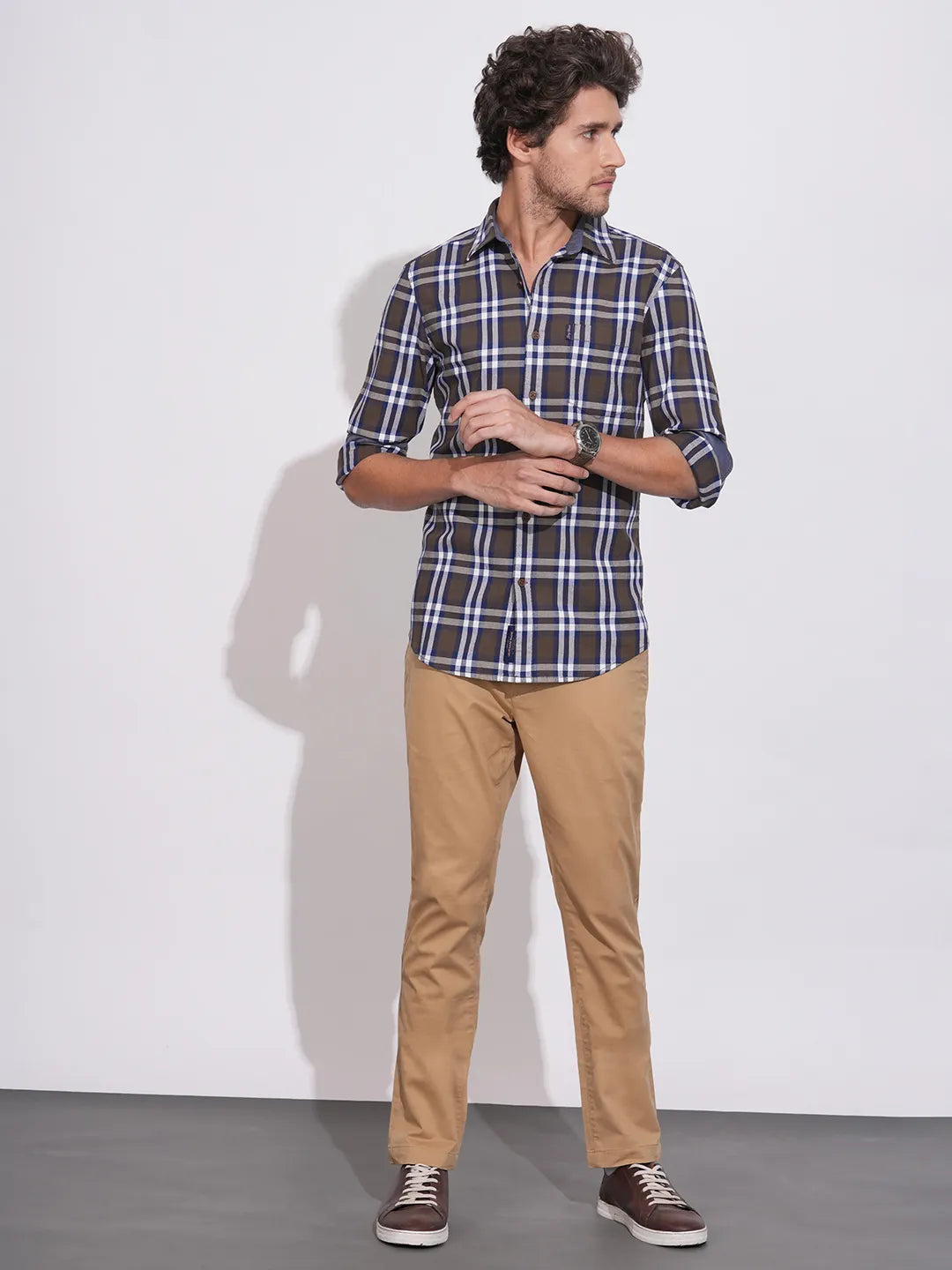 Brown Moderno Fit Regular Collar Men's Shacket by Being Human Clothing