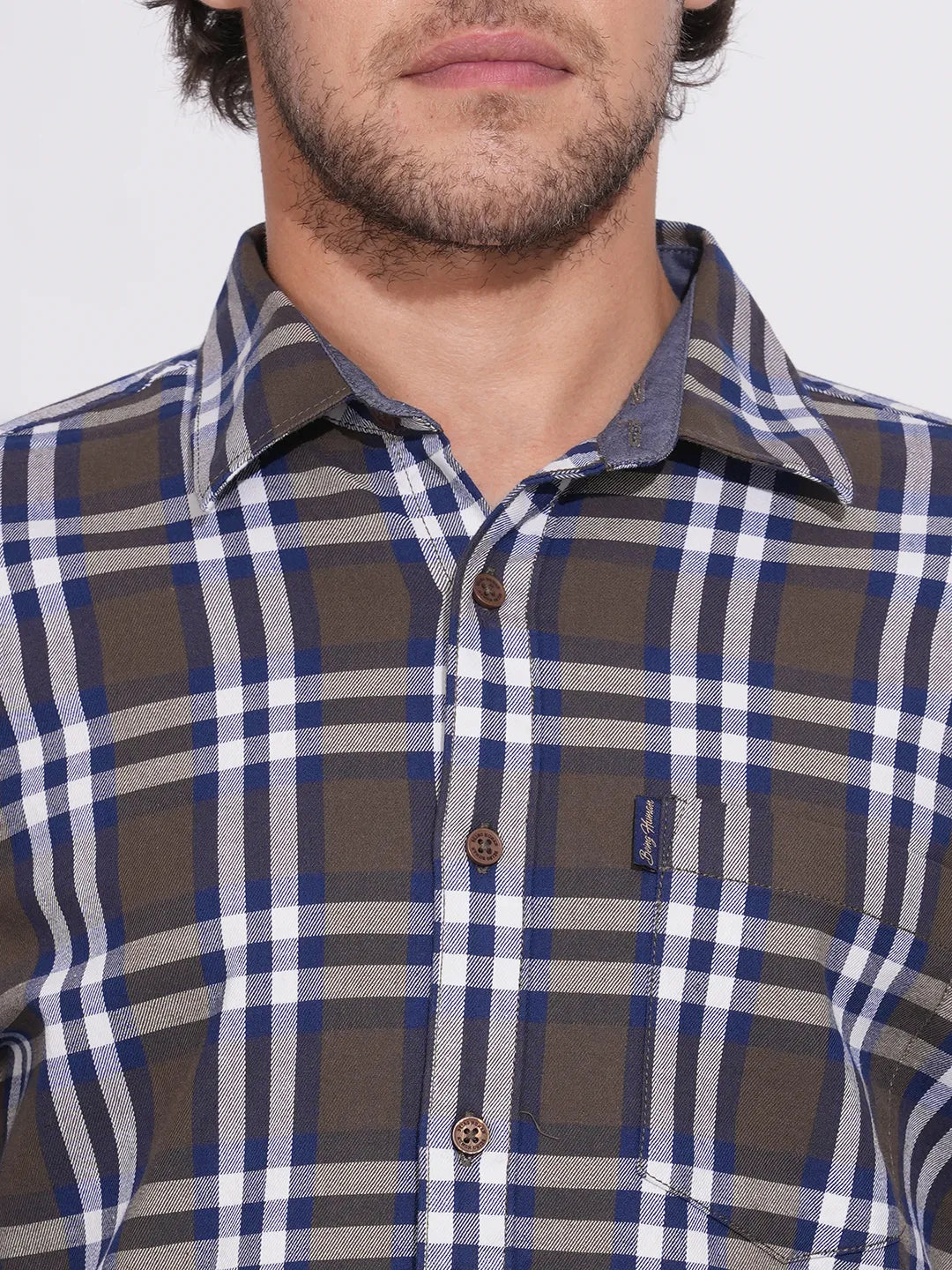 Brown Moderno Fit Regular Collar Men's Shacket by Being Human Clothing