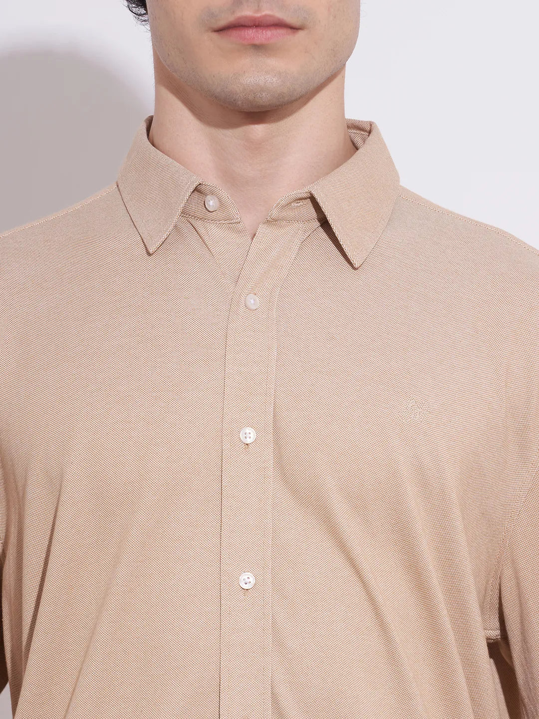 Being Human Men's Khaki Spread Collar Shirt