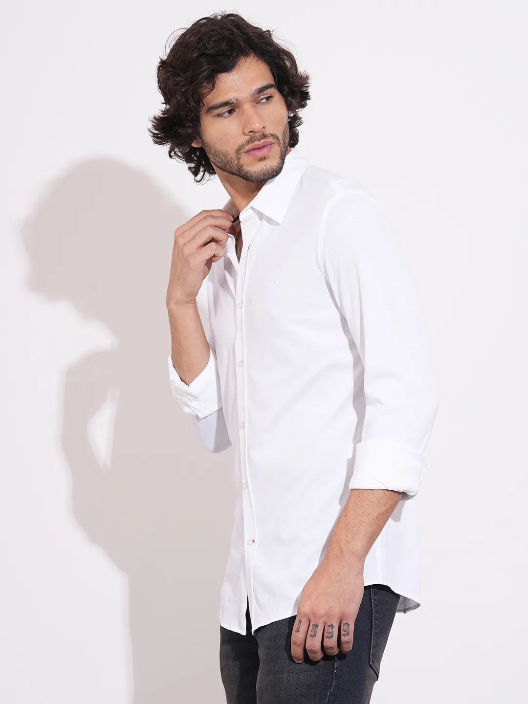 Men's White Full Sleeves Shirt by Being Human Clothing