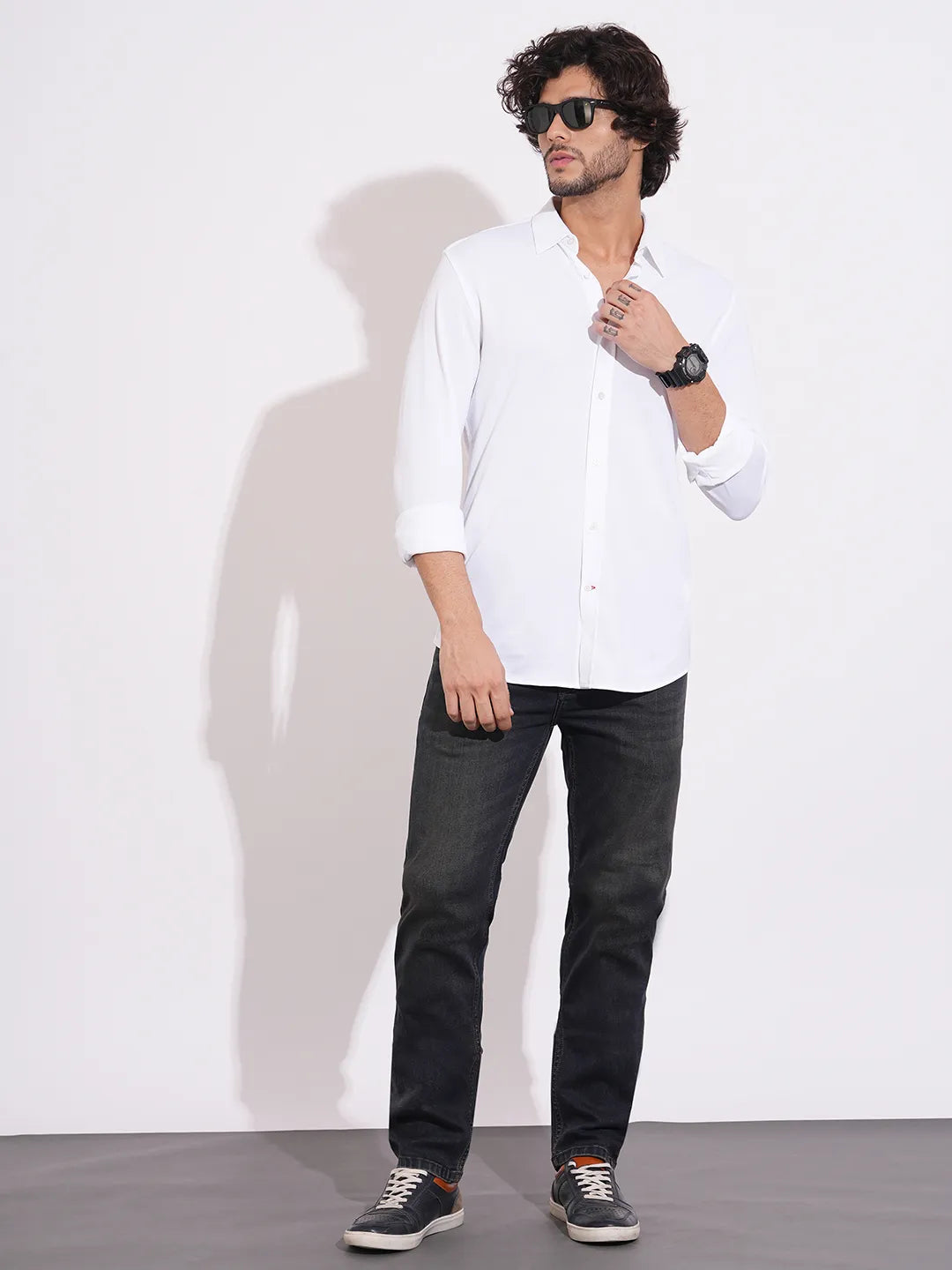 Men's White Full Sleeves Shirt by Being Human Clothing