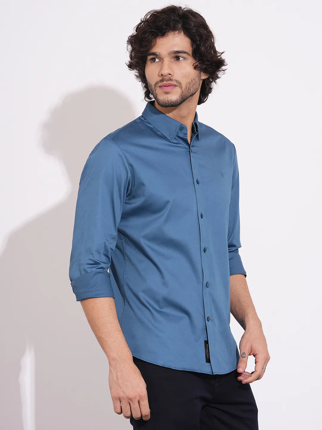 Men's Teal Spread Collar Shirt by Being Human Clothing