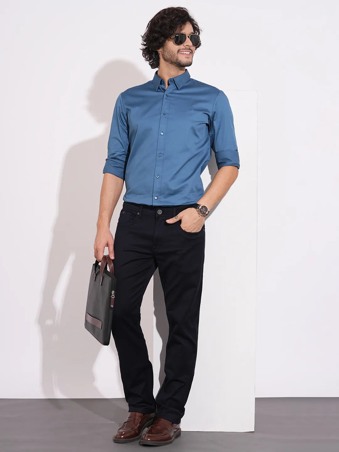 Men's Teal Spread Collar Shirt by Being Human Clothing