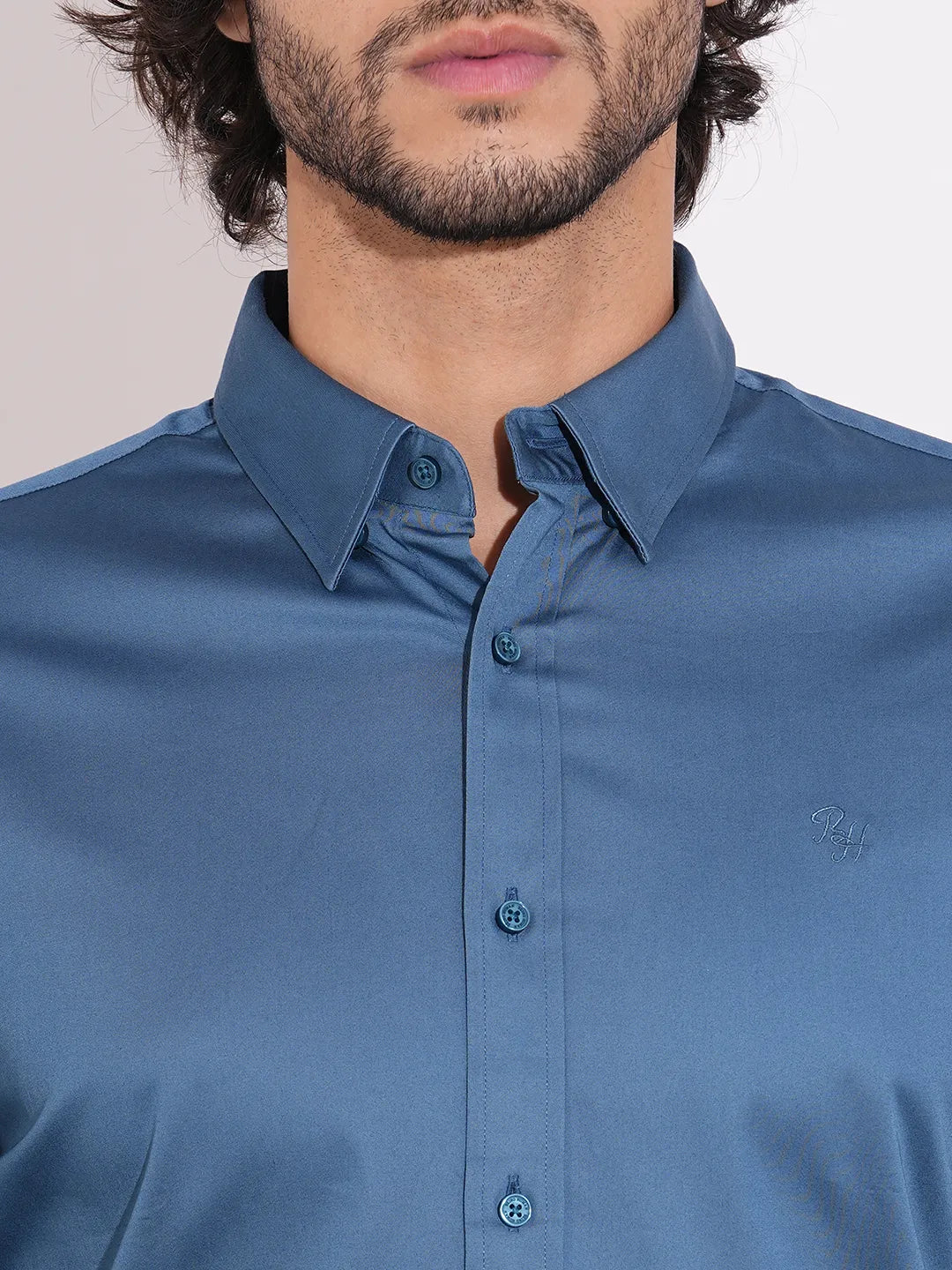 Men's Teal Spread Collar Shirt by Being Human Clothing
