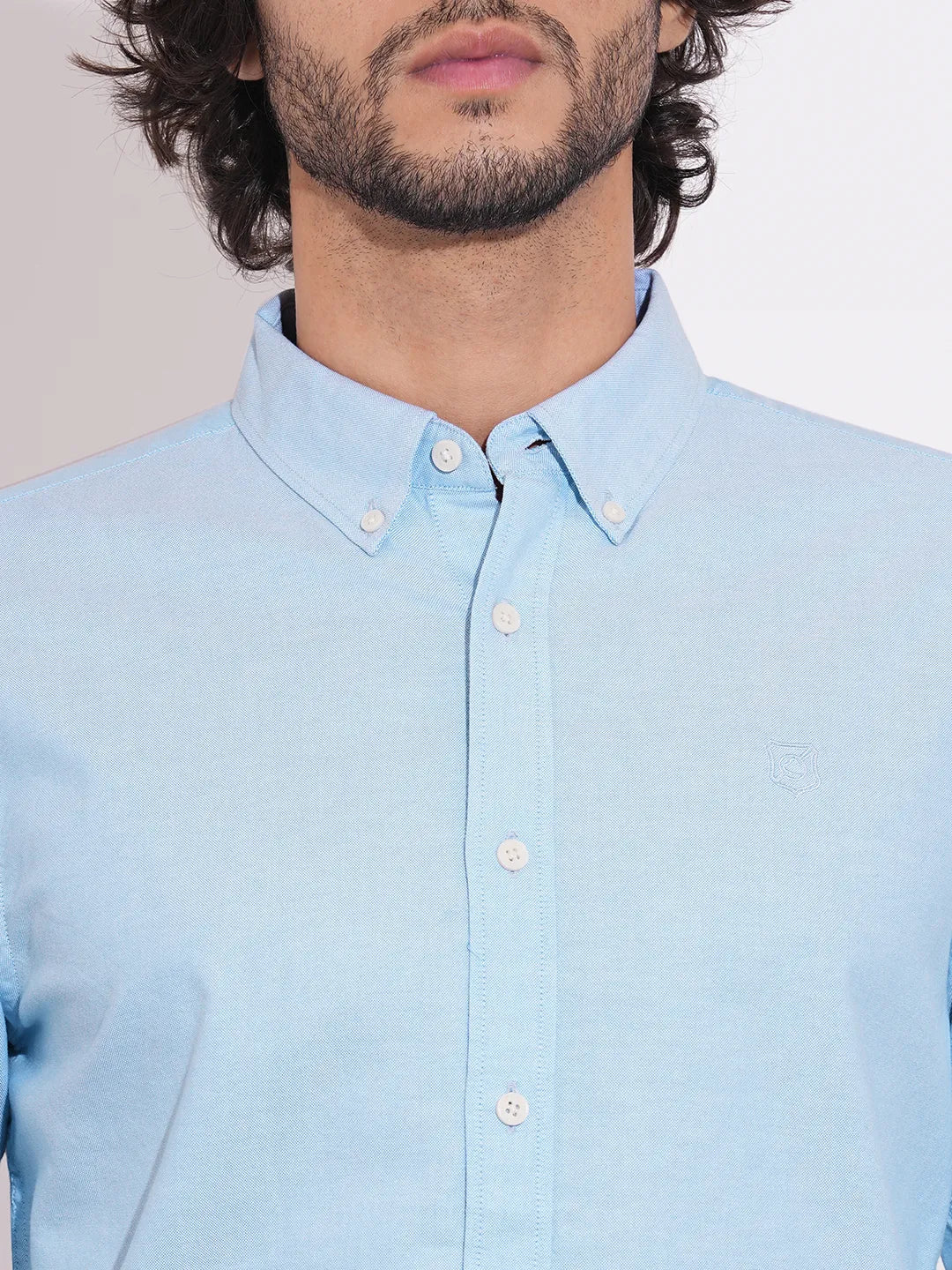 Light Blue Moderno Fit Regular Collar Men's Shirt by Being Human Clothing