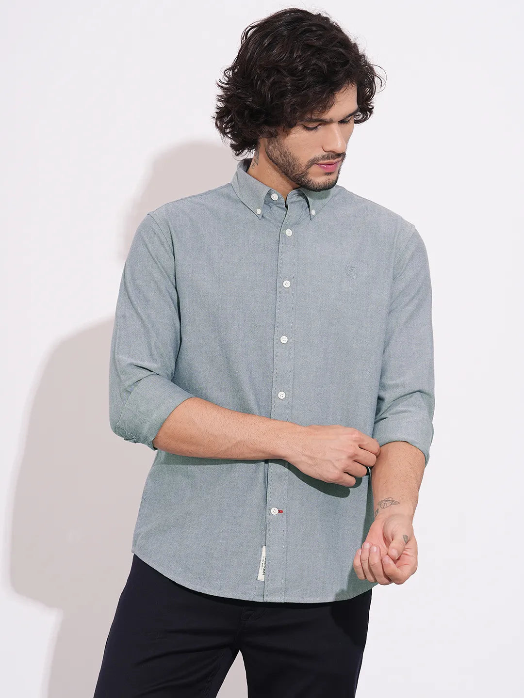 Navy Regular Fit Regular Collar Men's Shirt by Being Human Clothing