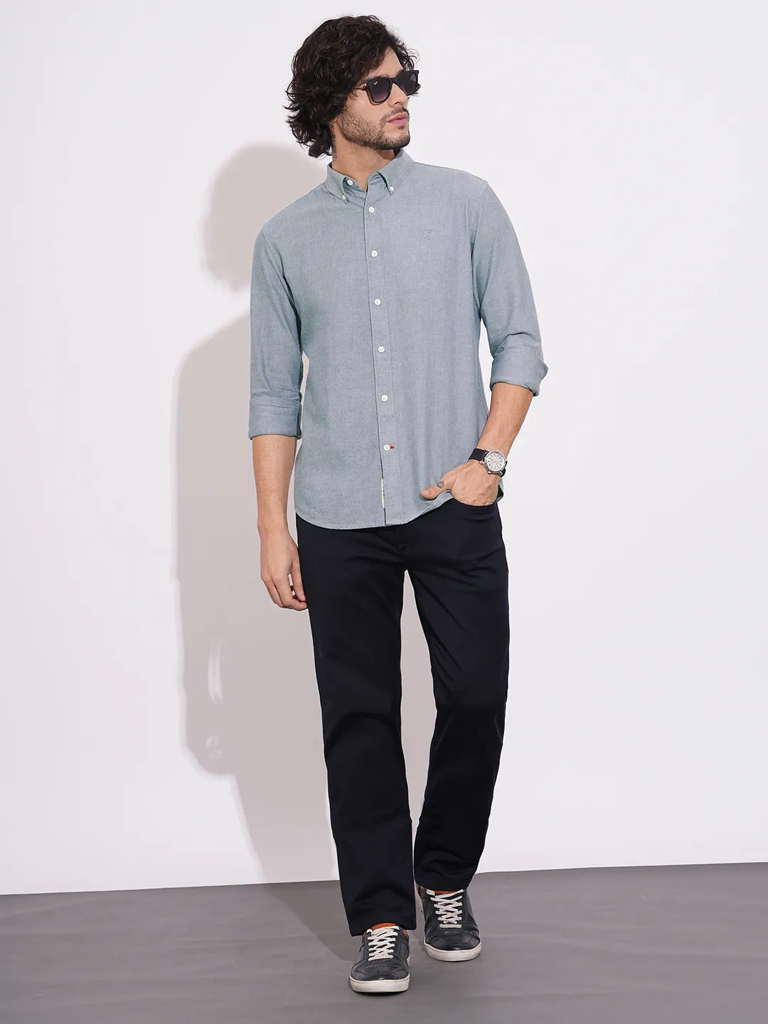 Navy Regular Fit Regular Collar Men's Shirt by Being Human Clothing