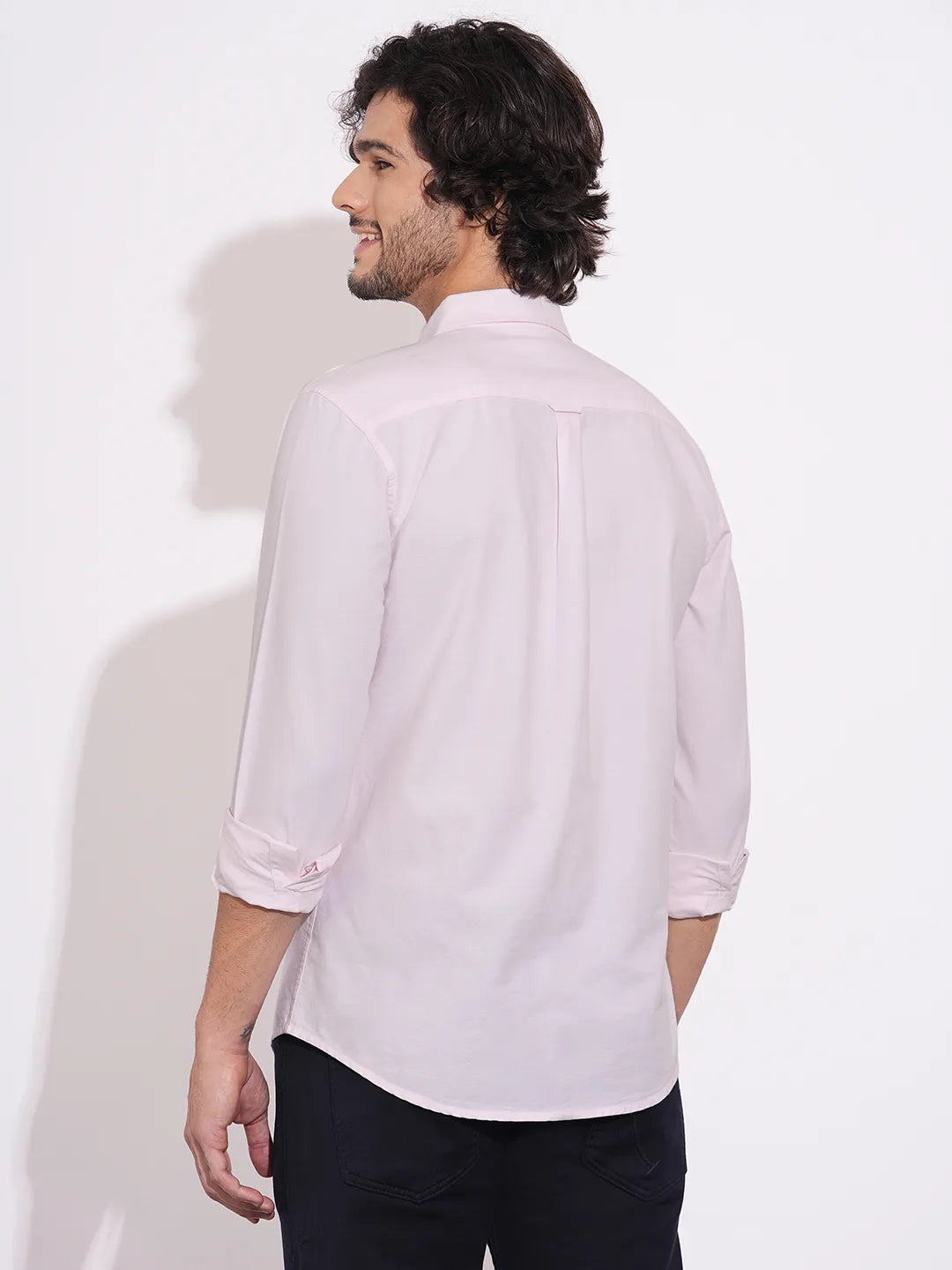 Pink Moderno Fit Regular Collar Men's Shirt by Being Human Clothing