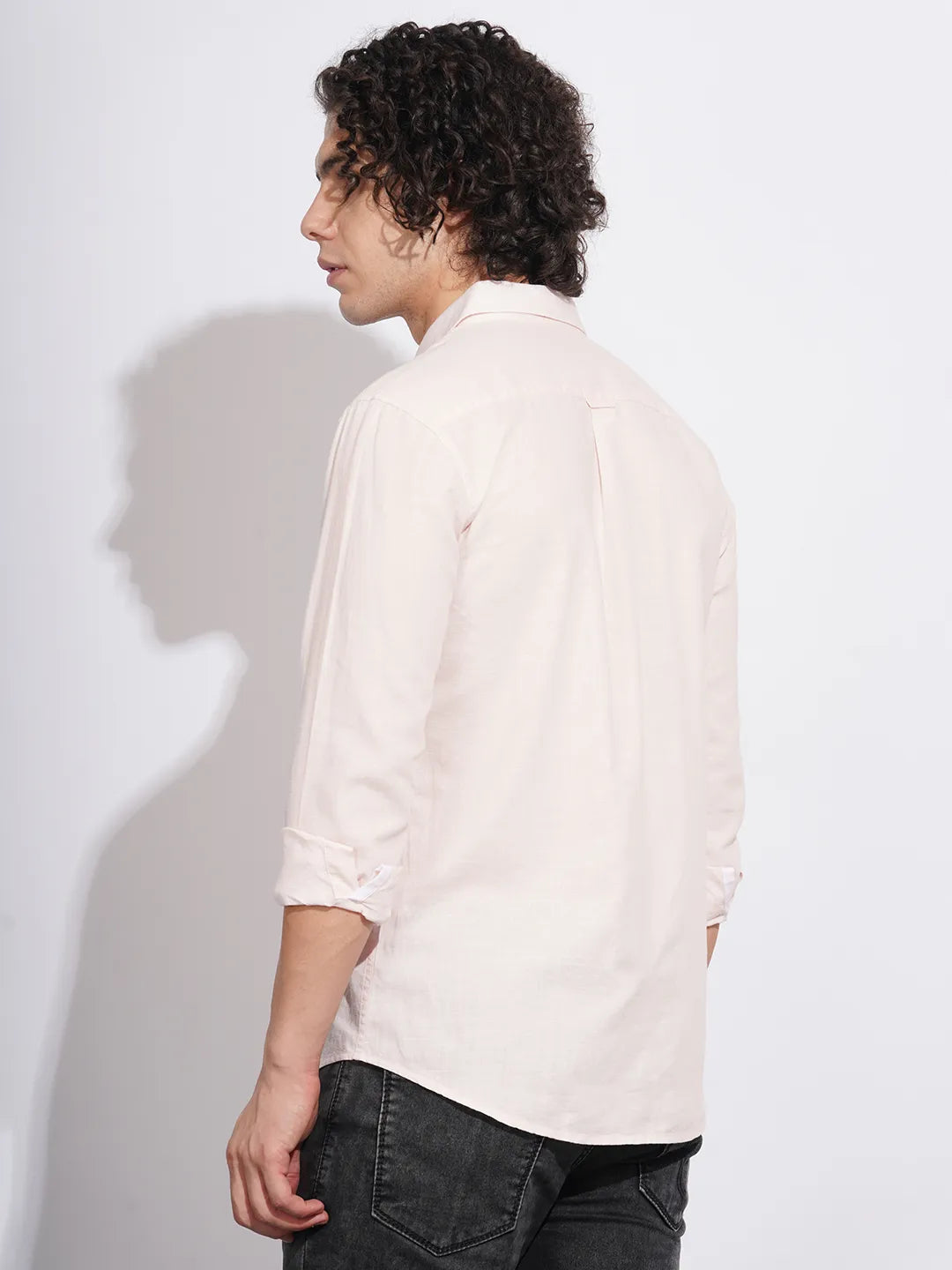 Pink Regular Fit Regular Collar Men's Shirt by Being Human Clothing