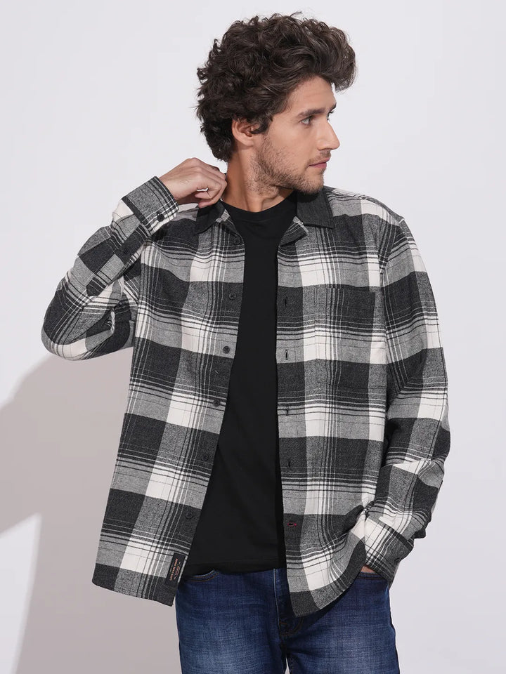 Black Regular Fit Regular Collar Men's Shirt by Being Human Clothing
