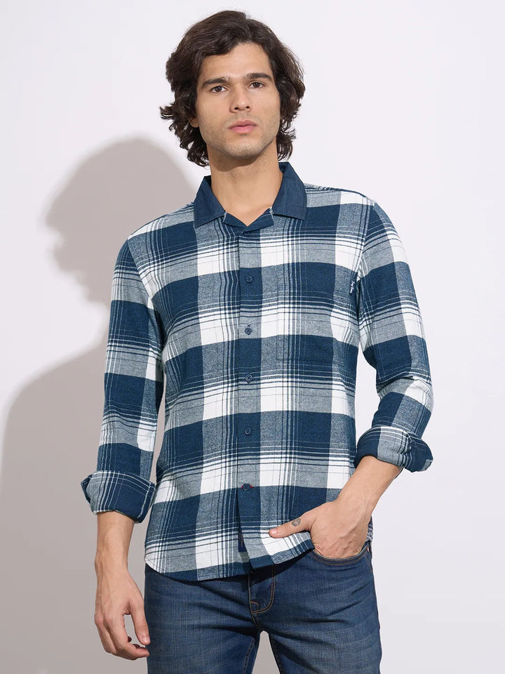 Blue Regular Fit Regular Collar Men's Shirt