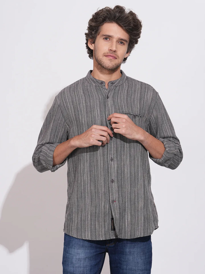 Green Regular Fit Regular Collar Men's Shirt by Being Human Clothing