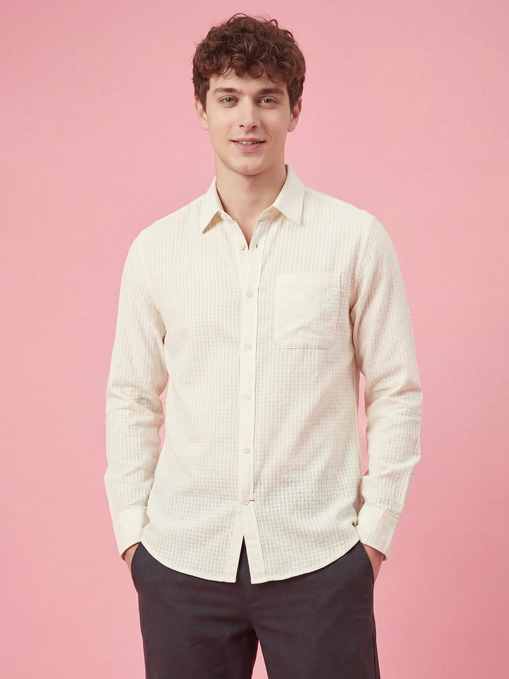 White Moderno Fit Full Sleeve Men's Shirt