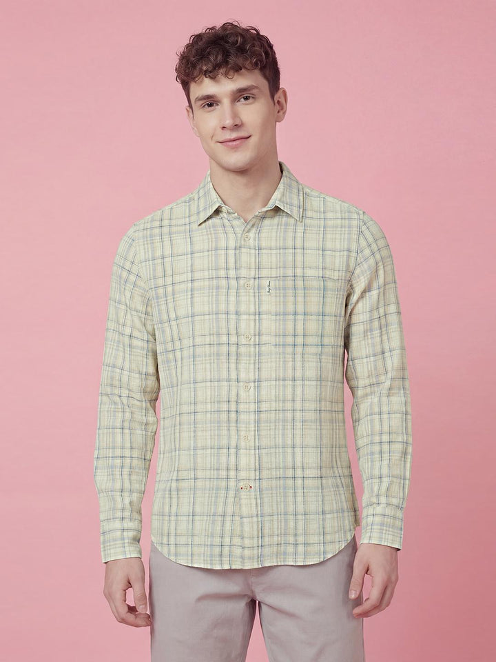 Beige Moderno Fit Full Sleeve Men's Shirt