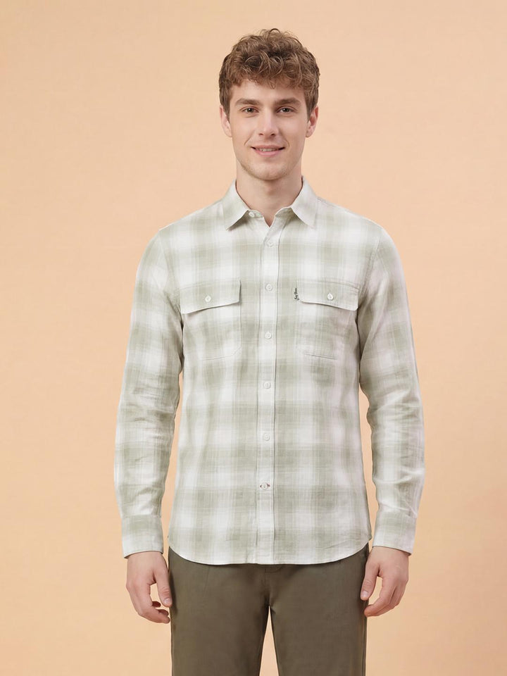 Green Moderno Fit Full Sleeve Men's Shirt
