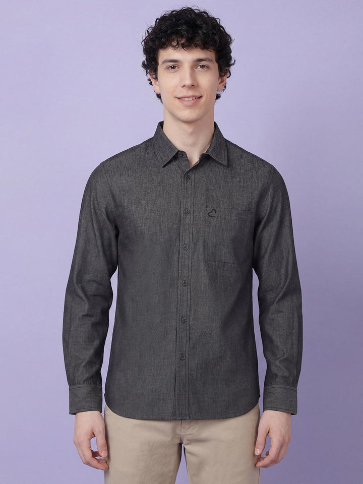 Grey Moderno Fit Full Sleeve Men's Shirt by Being Human Clothing