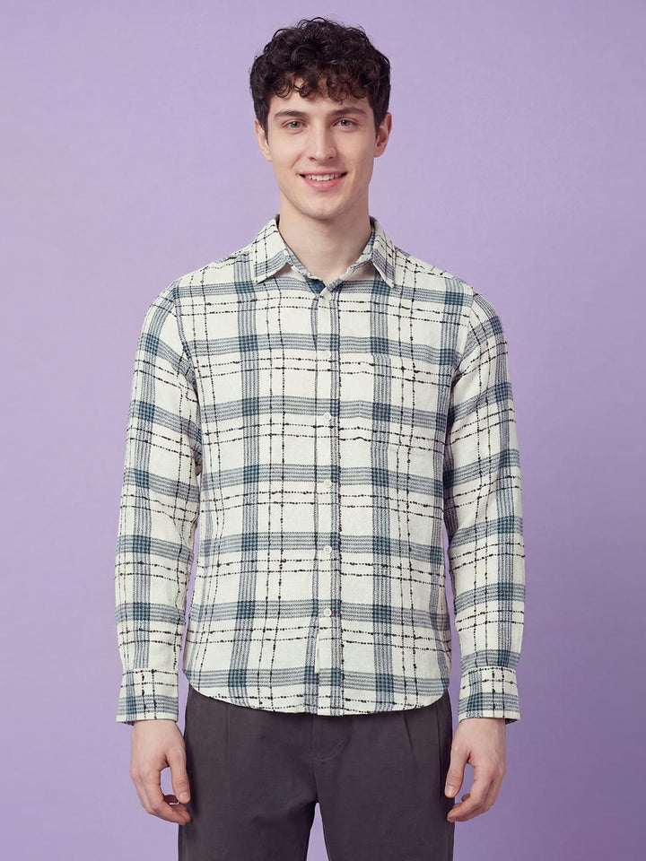 Blue Checkered Full Sleeve Men's Shirt by Being Human Clothing