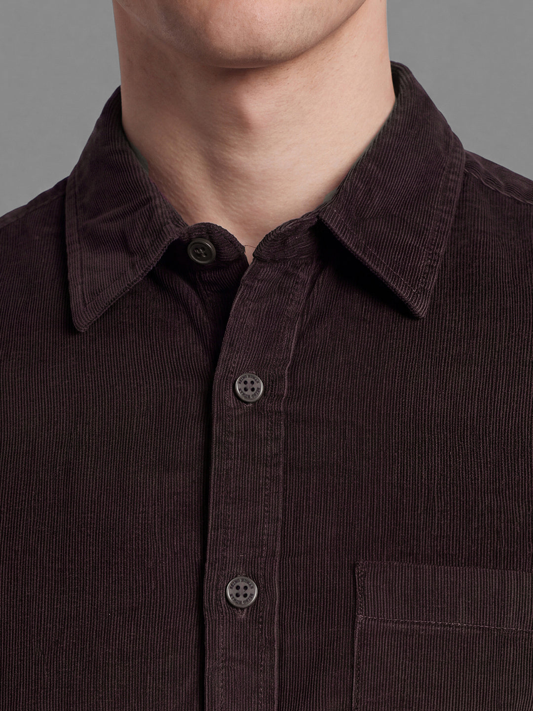 Dark Brown Moderno Fit Textured Long Sleeves Polo Collar Men's Shirt by Being Human Clothing