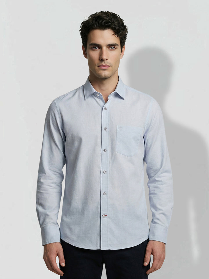 Blue Moderno Fit Men's Long Sleeves Casual Shirt
