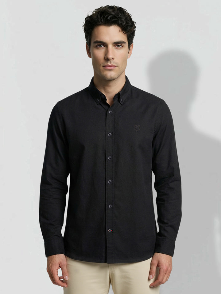 Black Moderno Fit Men's Long Sleeves Shirt