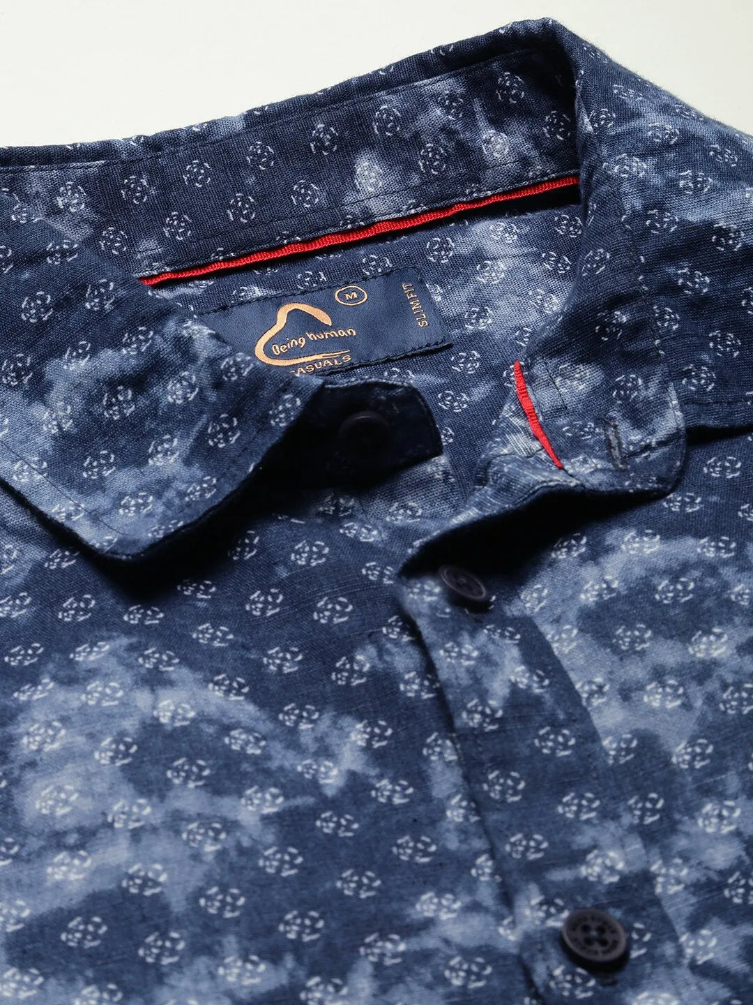 Blue Slim Straight Fit Regular Collar Long Sleeves Men's Shirt by Being Human Clothing