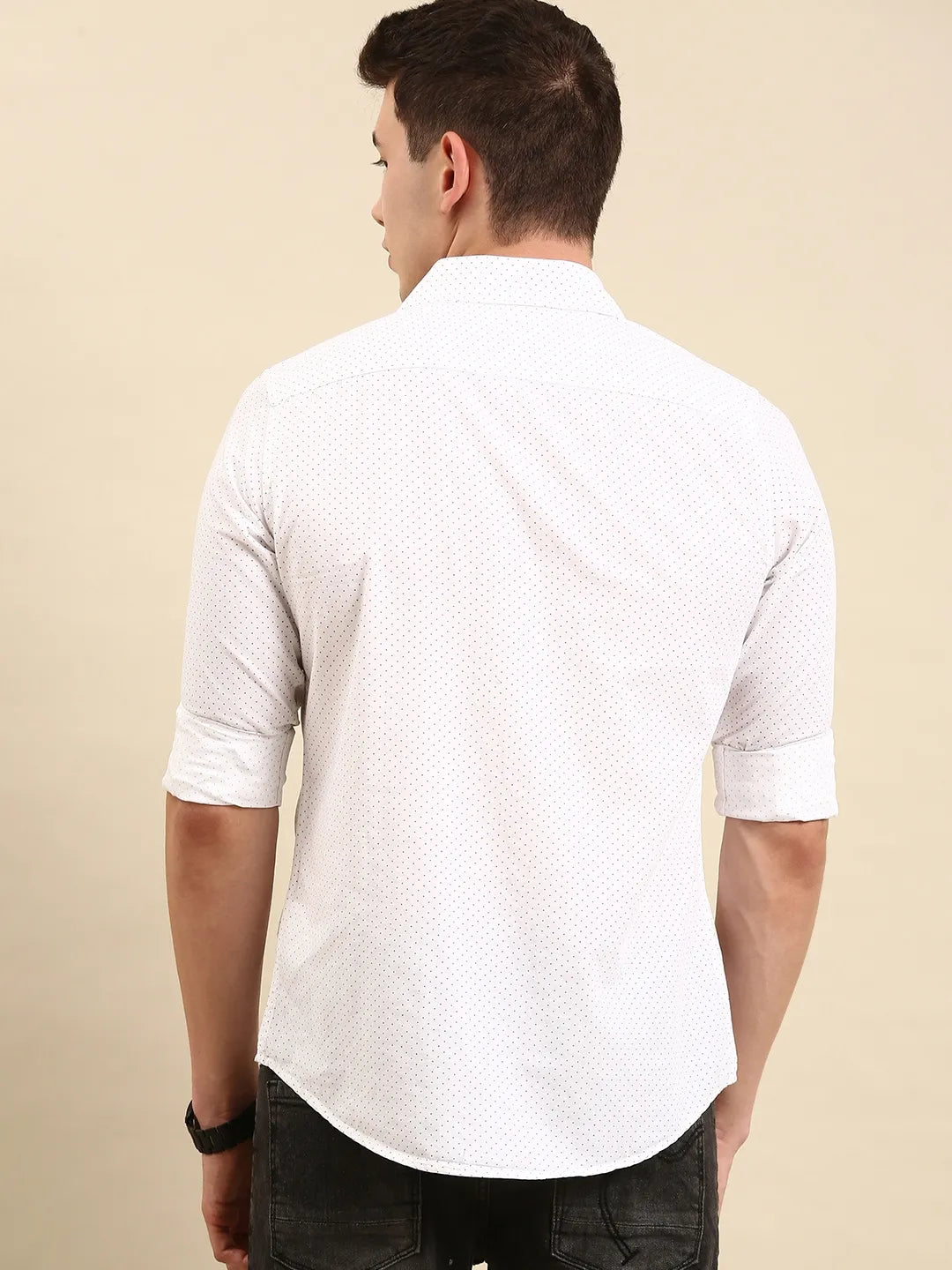White Slim Fit Regular Collar Men's Shirt by Being Human Clothing