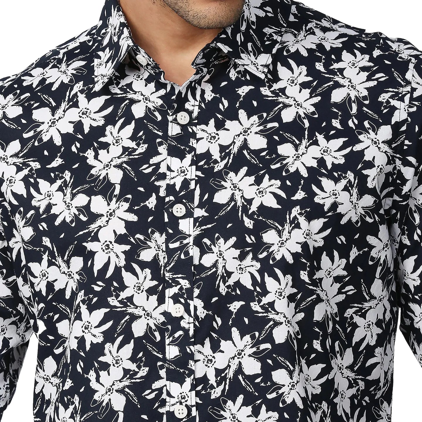 Blue Slim Straight Fit Regular Collar Long Sleeves Men's Shirt by Being Human Clothing