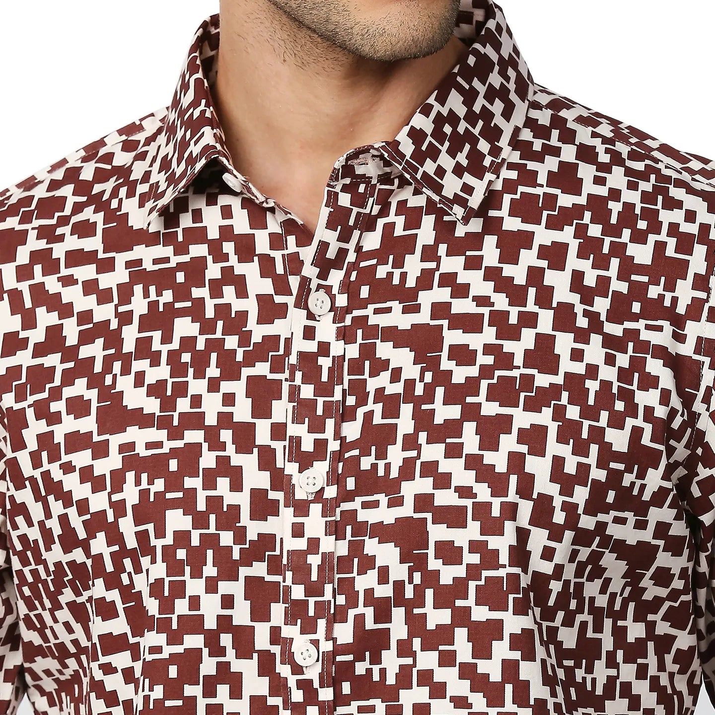 Brown Slim Straight Fit Regular Collar Long Sleeves Men's Shirt by Being Human Clothing