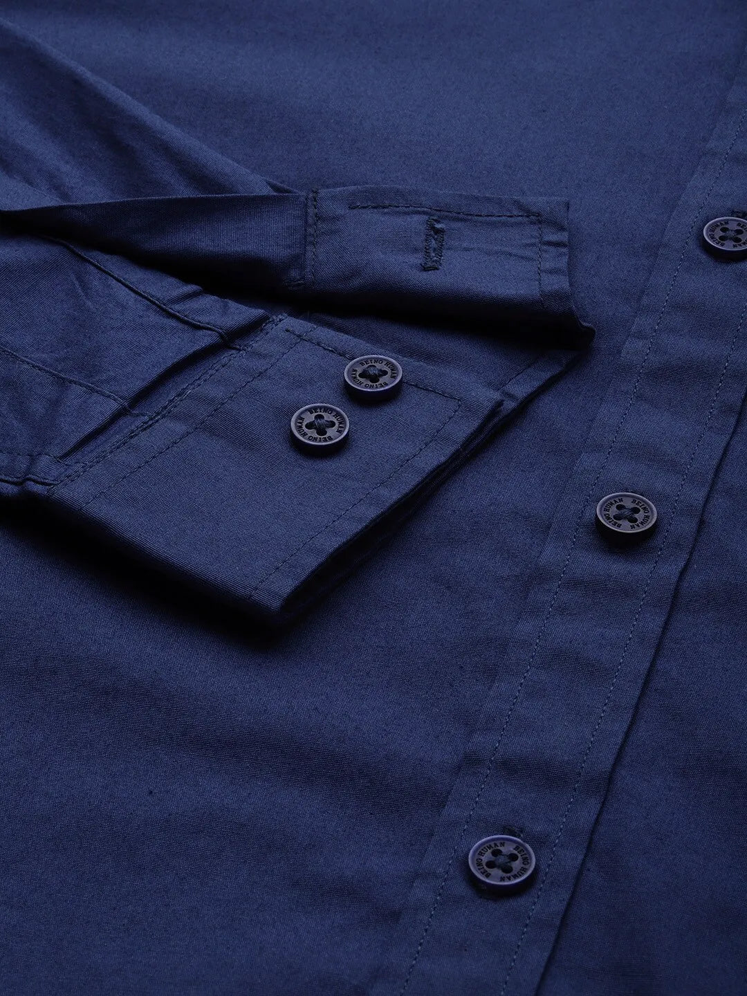 Blue Super Slim Fit Regular Collar Long Sleeves Men's Shirt by Being Human Clothing