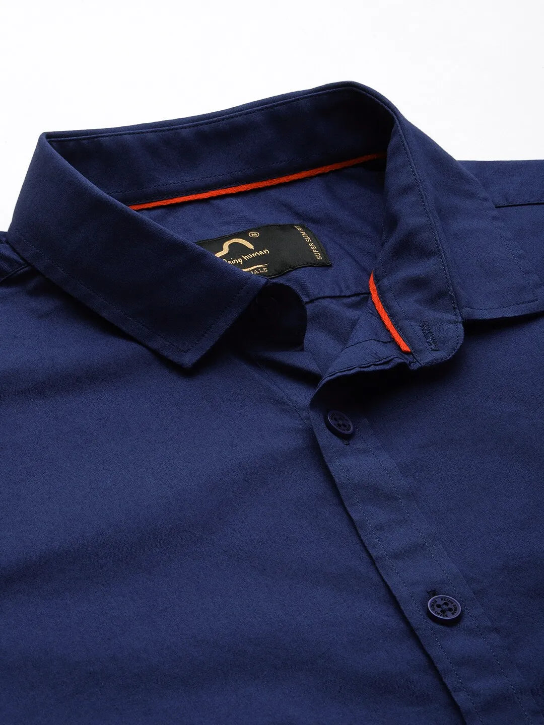 Blue Super Slim Fit Regular Collar Long Sleeves Men's Shirt by Being Human Clothing